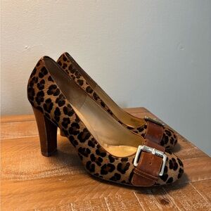 Vintage Michael Kors Calf-Hair Leopard Buckle Heels - Brown/Black